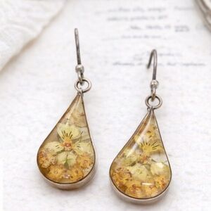 NWT Floral Teardrop Earrings with Yellow Accents